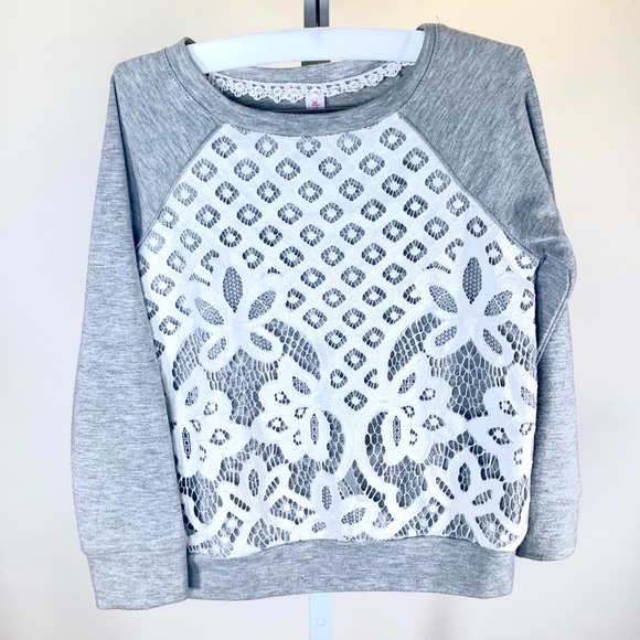 Xhilaration Other - Lightweight Gray Sweatshirt with Ivory Lace Inlay